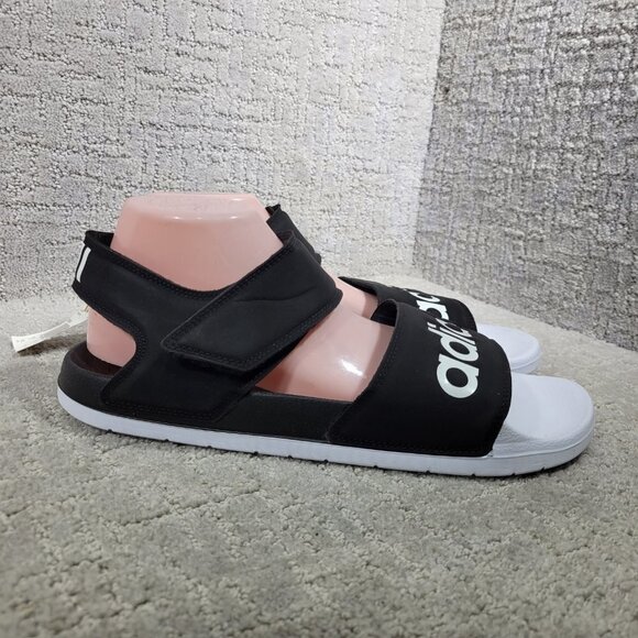 Adidas Adilette Men's Size 13 US Core Black Cloud White Slide Sandals F35416 - Picture 4 of 13